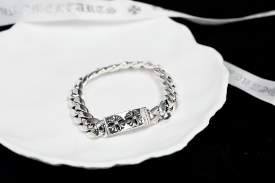 Chrome Hearts Pressed Floral ID Bracelet 크롬하츠 프레스드 플로럴 ID 체인 팔찌 8
