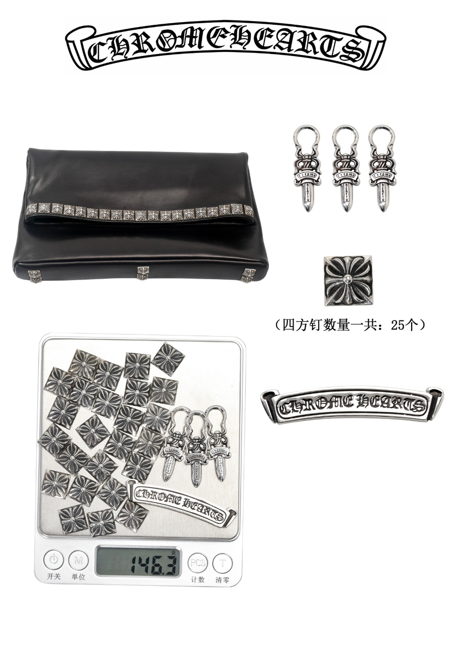 Chrome Hearts Crash Studded Lambskin Clutch 크롬하츠 크래시 원라인 스터드 클러치 18