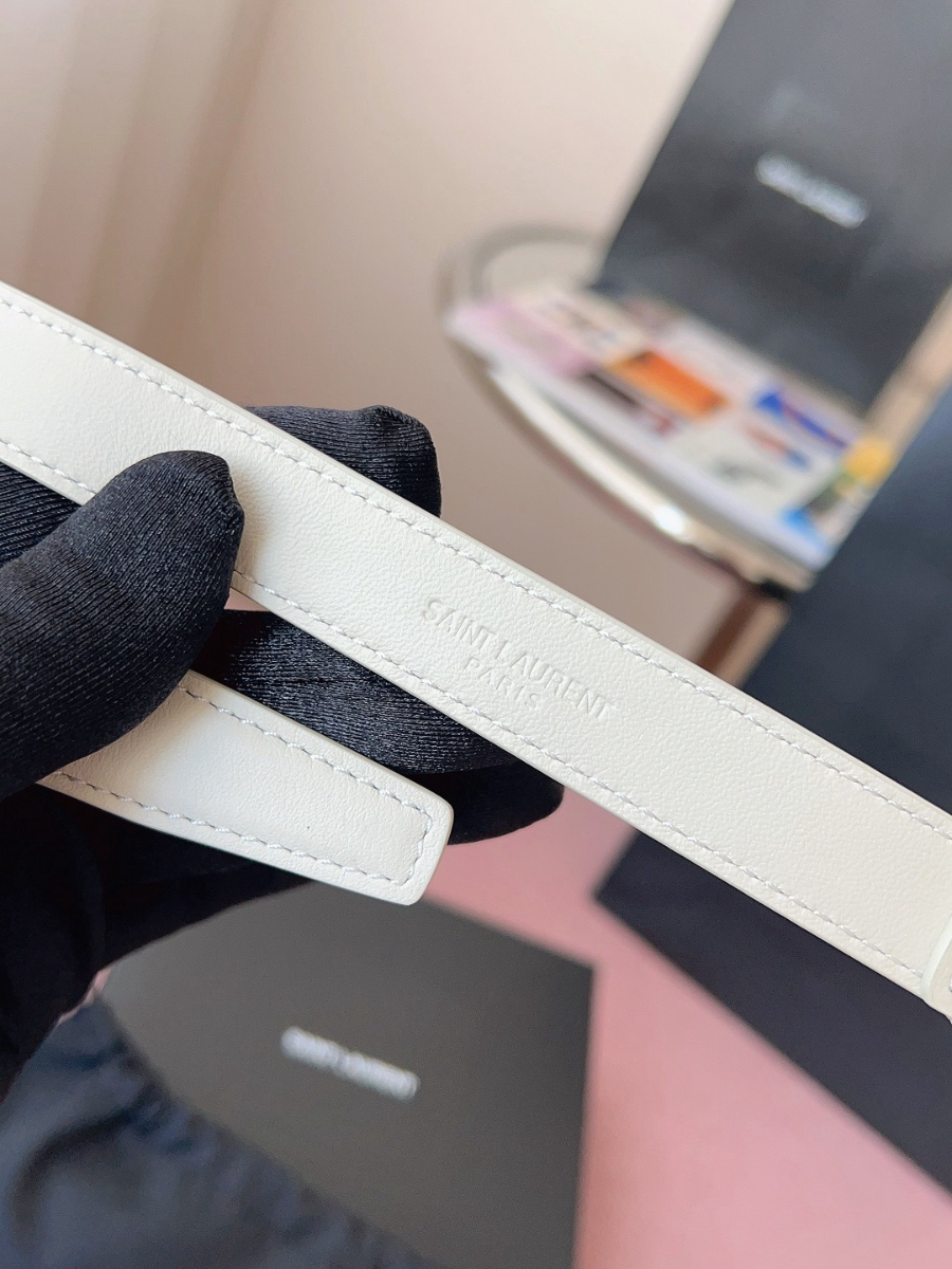 SAINT LAURENT Monogram Leather Belt White 생로랑 모노그램 가죽 벨트 폭 2cm 화이트 8