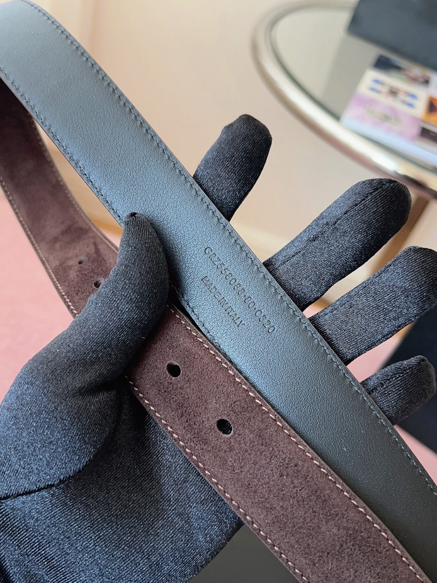 SAINT LAURENT Suede Monogram Leather Belt 생로랑 스웨이드 모노그램 가죽 벨트 3cm폭 버건디 골드버클 8