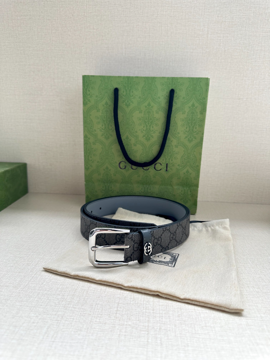 GUCCI GG Supreme Canvas Belt 구찌 GG 슈프림 캔버스 벨트 3.5cm폭 9