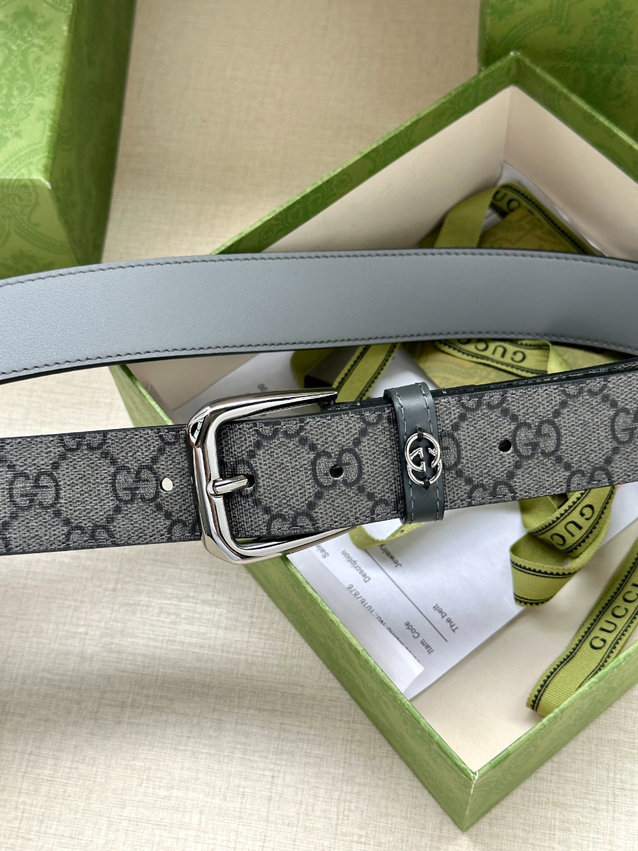 GUCCI GG Supreme Canvas Belt 구찌 GG 슈프림 캔버스 벨트 3.5cm폭 실버버클 5