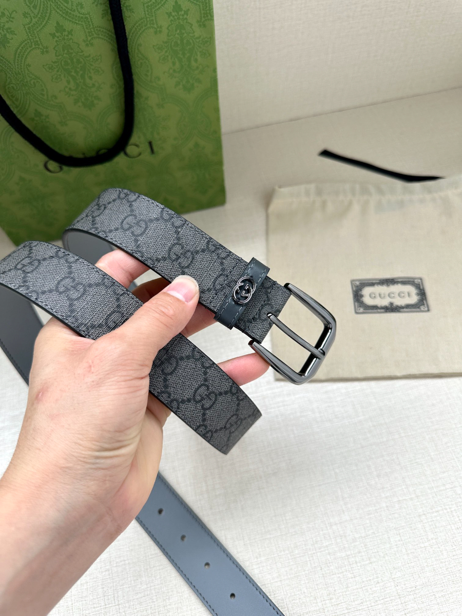 GUCCI GG Supreme Canvas Belt 구찌 GG 슈프림 캔버스 벨트 3.5cm폭 실버버클 7