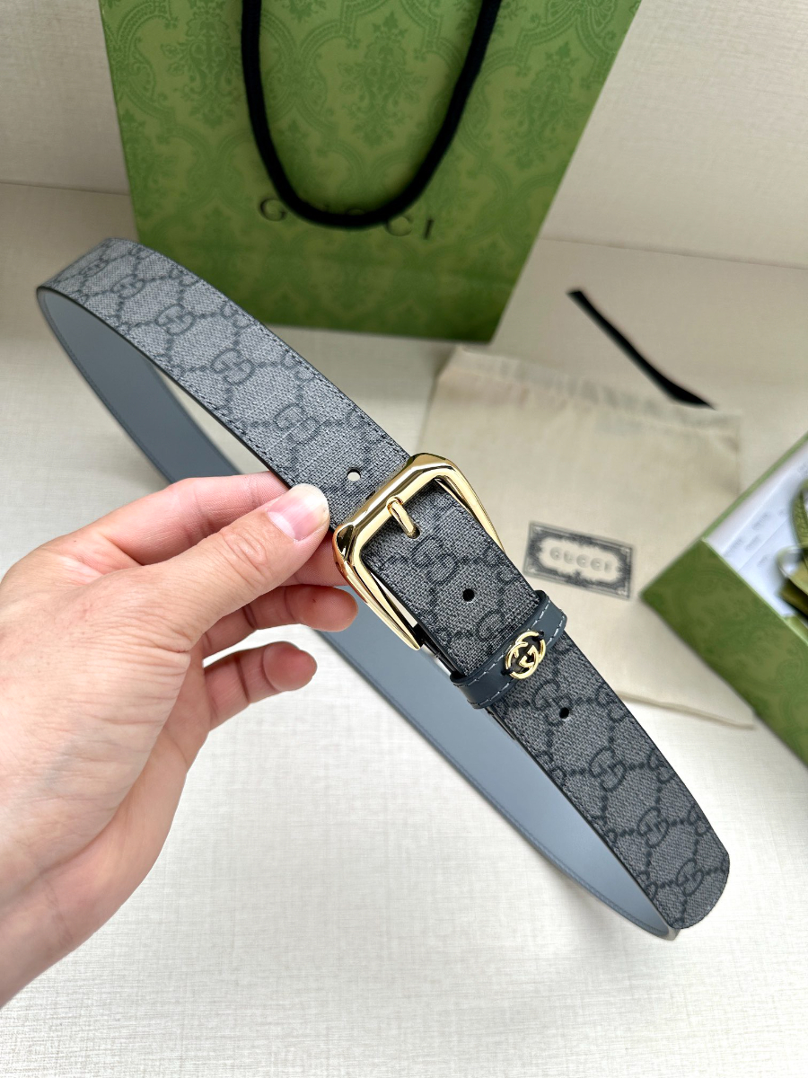 GUCCI GG Supreme Canvas Belt 구찌 GG 슈프림 캔버스 벨트 3.5cm폭 골드버클 4