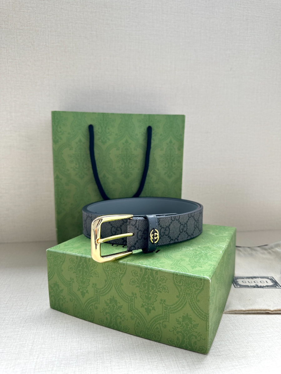 GUCCI GG Supreme Canvas Belt 구찌 GG 슈프림 캔버스 벨트 3.5cm폭 골드버클 6