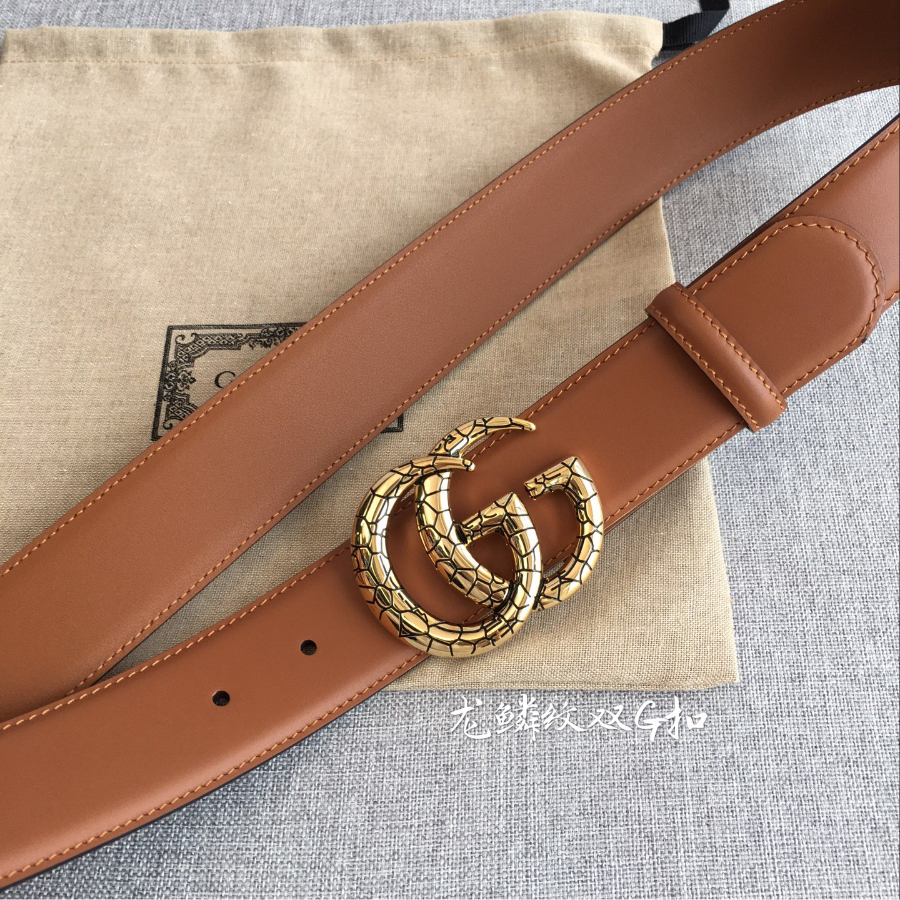 GUCCI Double G Leather Belt 구찌 더블 G 브라운 가죽 벨트 38mm 실버버클 3