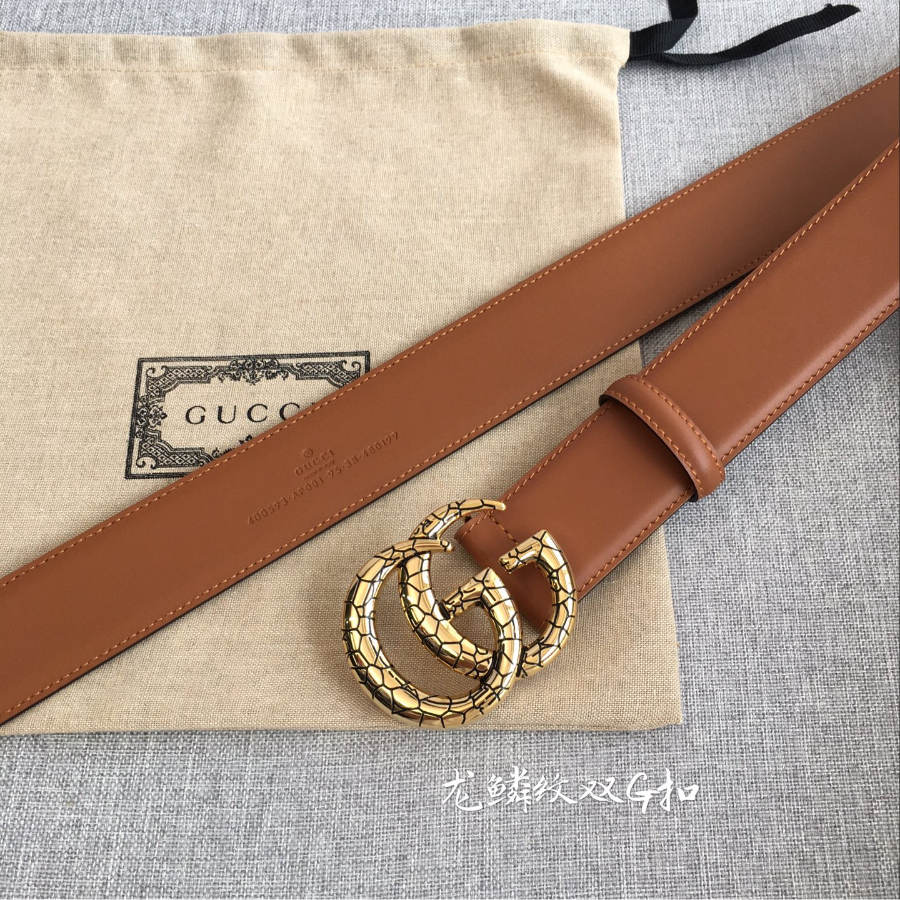 GUCCI Double G Leather Belt 구찌 더블 G 브라운 가죽 벨트 38mm 실버버클 4