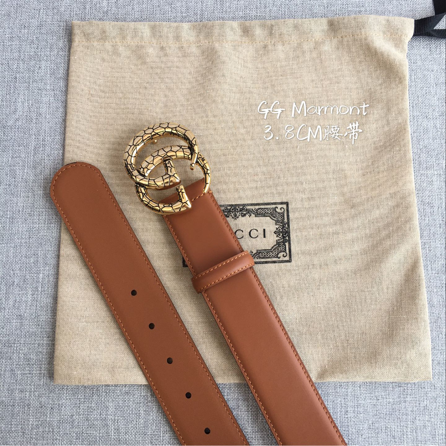 GUCCI Double G Leather Belt 구찌 더블 G 브라운 가죽 벨트 38mm 골드버클 5