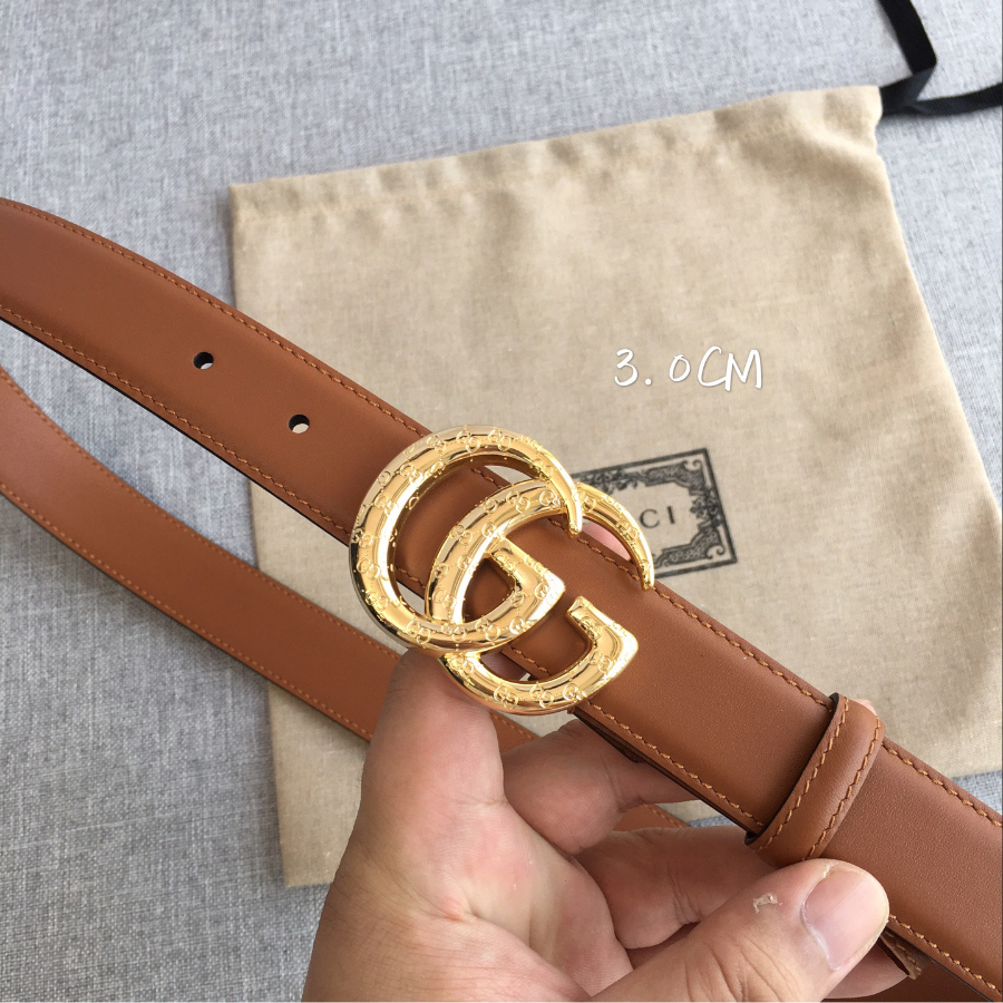 GUCCI Double G Leather Belt 30mm 구찌 더블 G 브라운가죽 벨트 30mm 골드버클 2