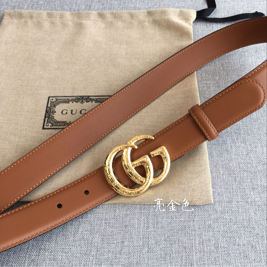 GUCCI Double G Leather Belt 30mm 구찌 더블 G 브라운가죽 벨트 30mm 골드버클 3