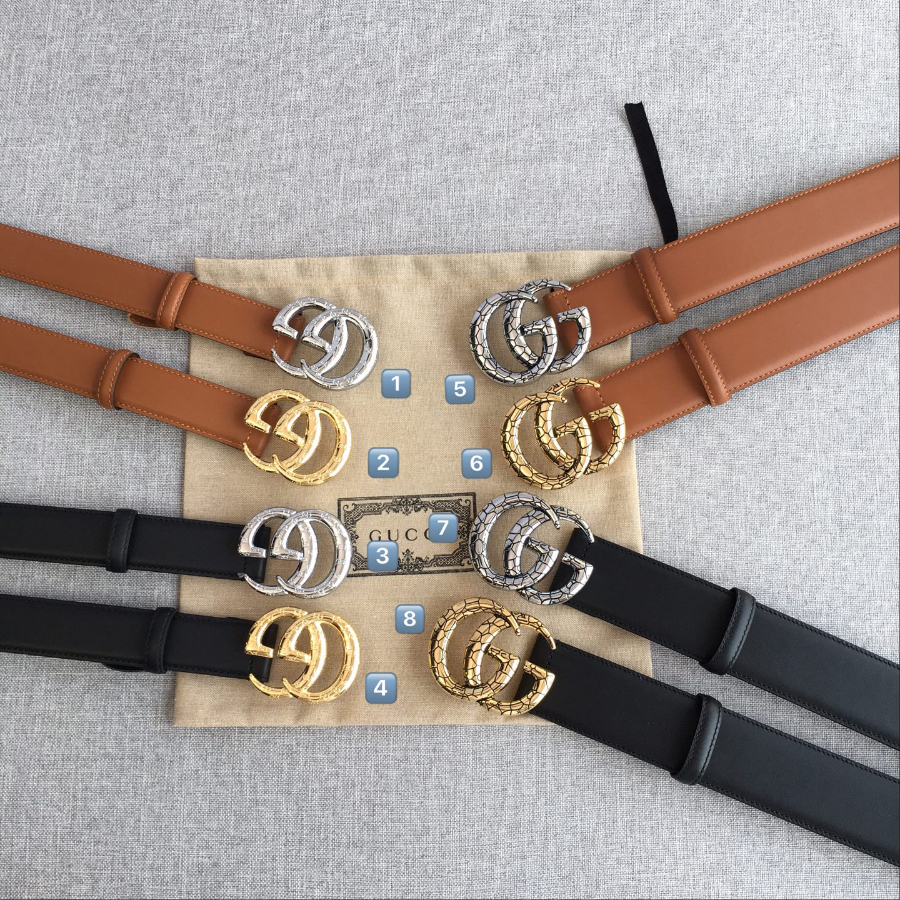 GUCCI Double G Leather Belt 30mm 구찌 더블 G 브라운가죽 벨트 30mm 골드버클 9