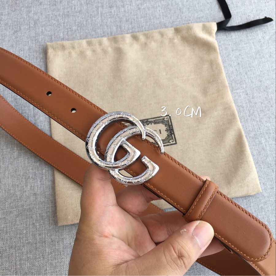 GUCCI Double G Leather Belt 30mm 구찌 더블 G 브라운가죽 벨트 30mm 실버버클 2