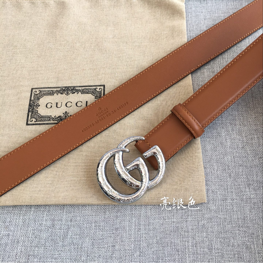 GUCCI Double G Leather Belt 30mm 구찌 더블 G 브라운가죽 벨트 30mm 실버버클 4