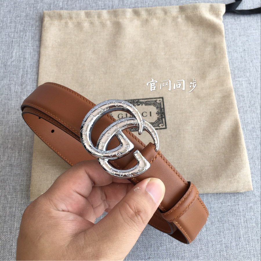 GUCCI Double G Leather Belt 30mm 구찌 더블 G 브라운가죽 벨트 30mm 실버버클 6