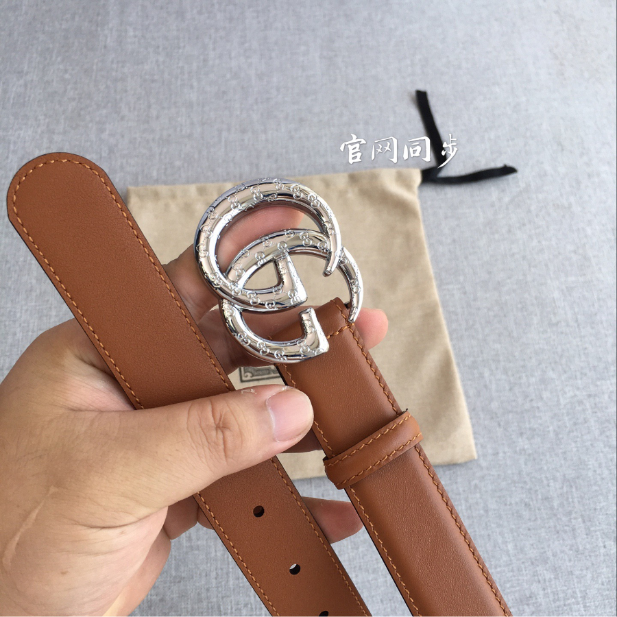GUCCI Double G Leather Belt 30mm 구찌 더블 G 브라운가죽 벨트 30mm 실버버클 7
