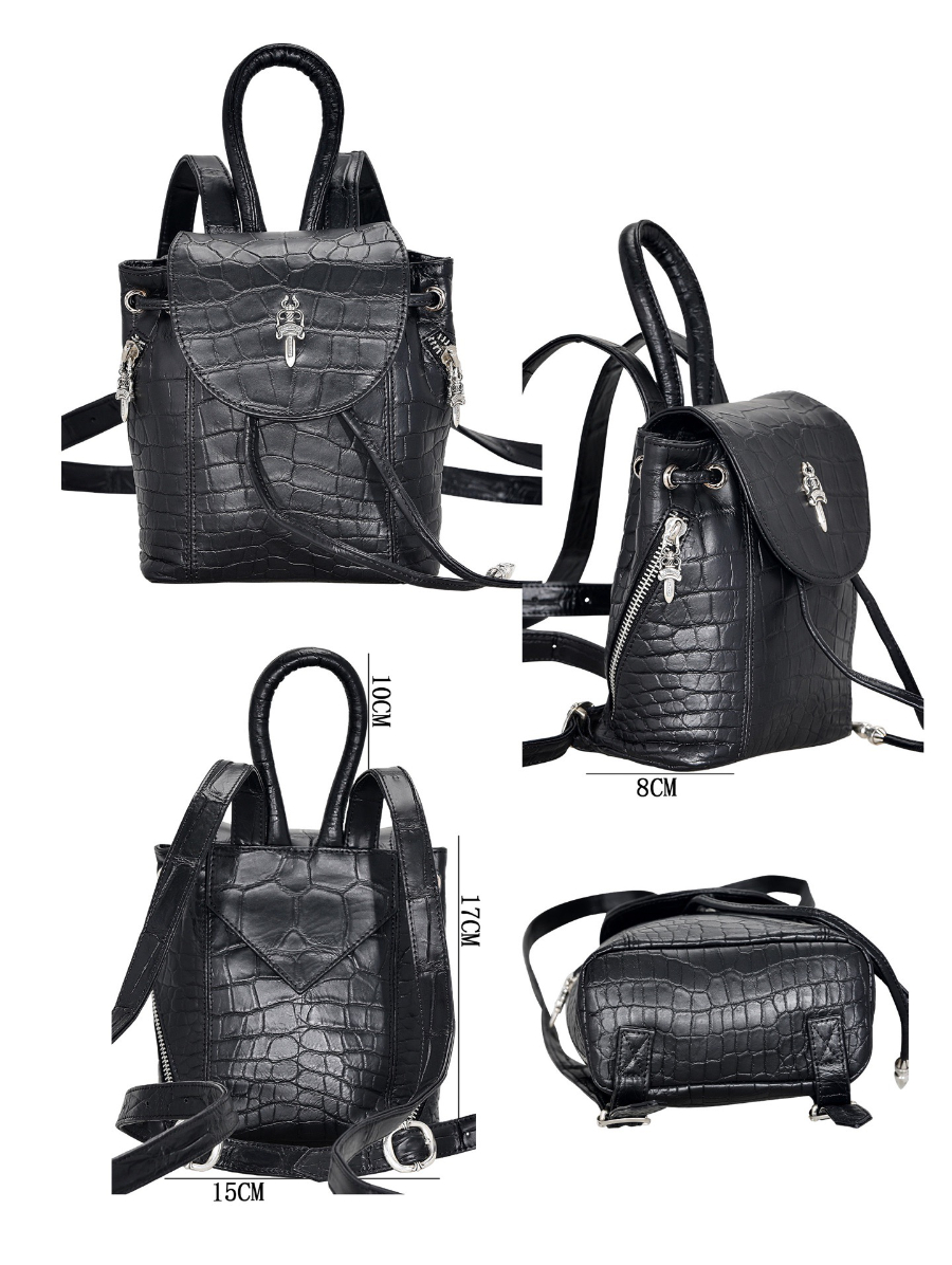 Chrome Hearts Mini Dagger Croc-Embossed Backpack 크롬하츠 미니 대거 크로커 엠보 레더 백팩 22