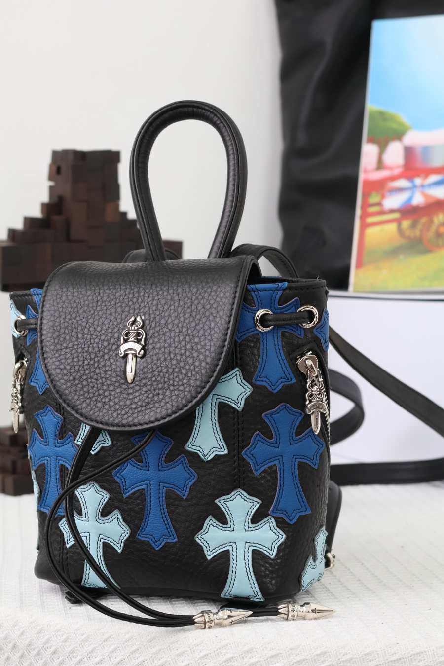 Chrome Hearts Mini Backpack 크롬하츠 컬러 크로스 미니 백팩 블루 5