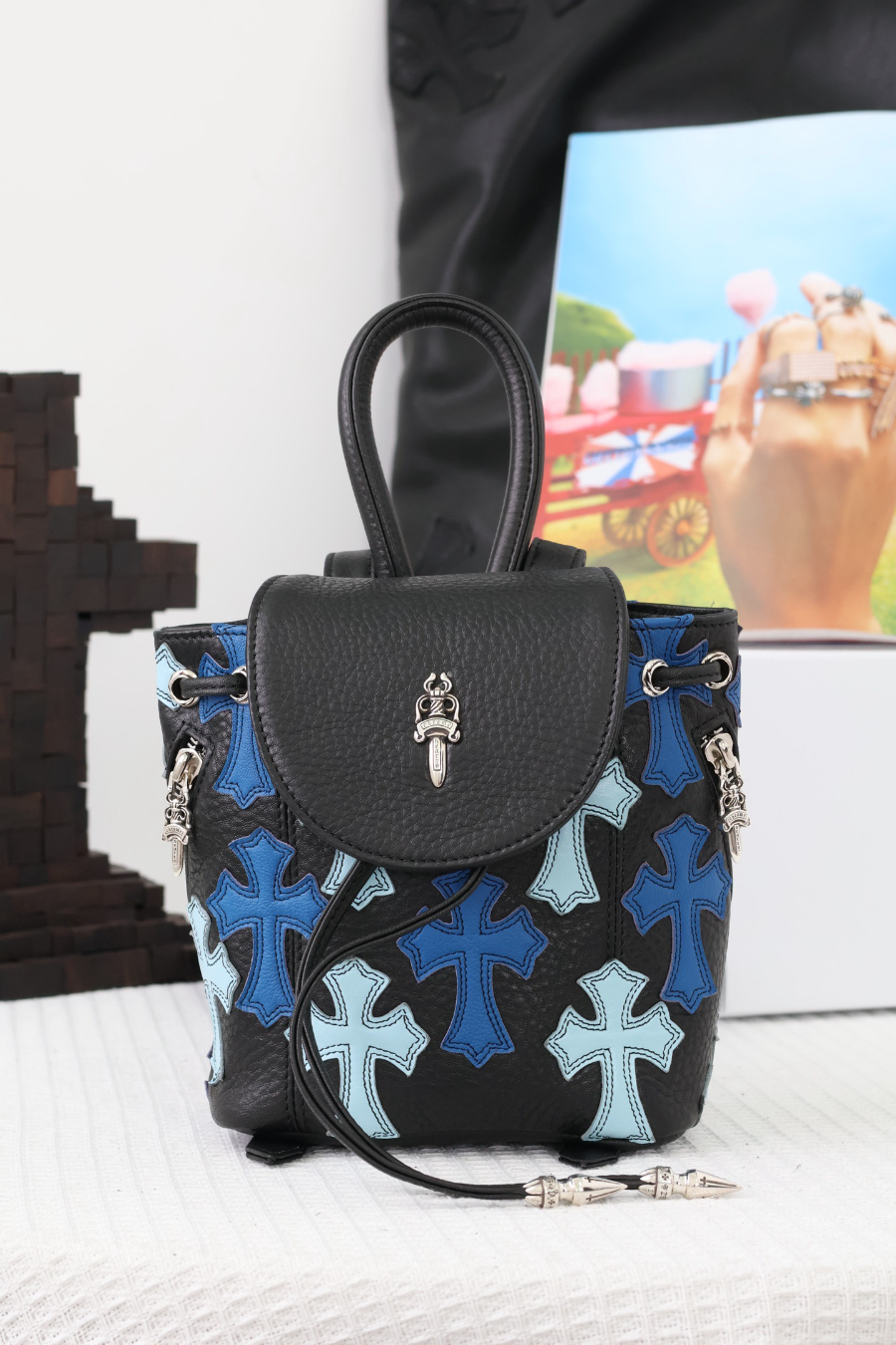 Chrome Hearts Mini Backpack 크롬하츠 컬러 크로스 미니 백팩 블루 7