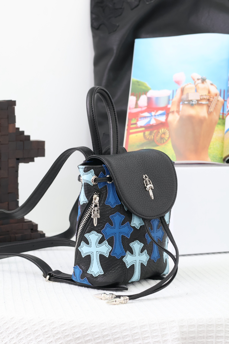 Chrome Hearts Mini Backpack 크롬하츠 컬러 크로스 미니 백팩 블루 8