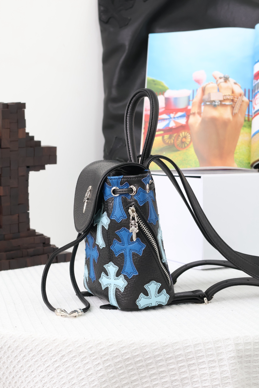 Chrome Hearts Mini Backpack 크롬하츠 컬러 크로스 미니 백팩 블루 9