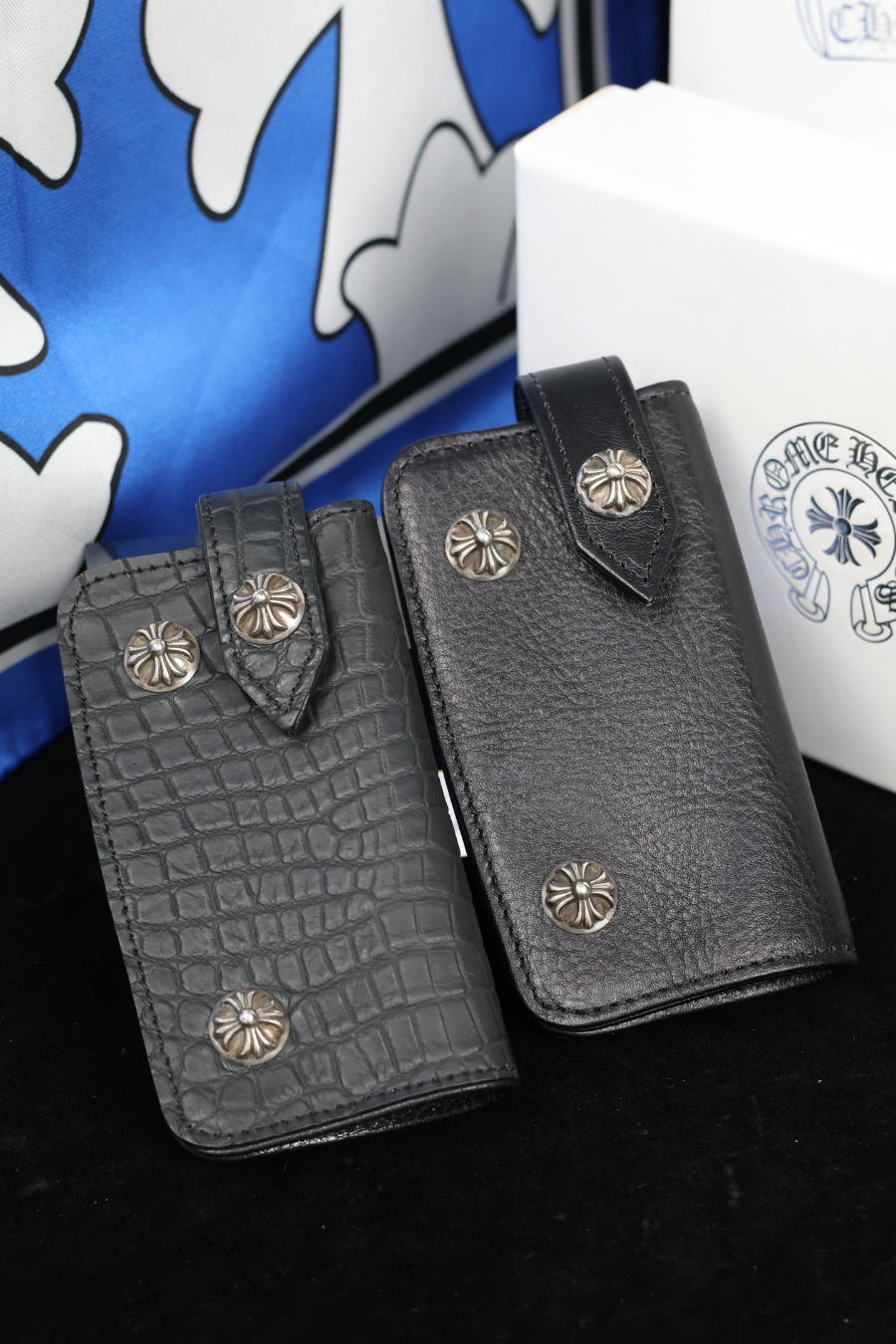 Chrome Hearts S925 Silver Leather Key Case 크롬하츠 S925 실버 가죽 키 케이스 2