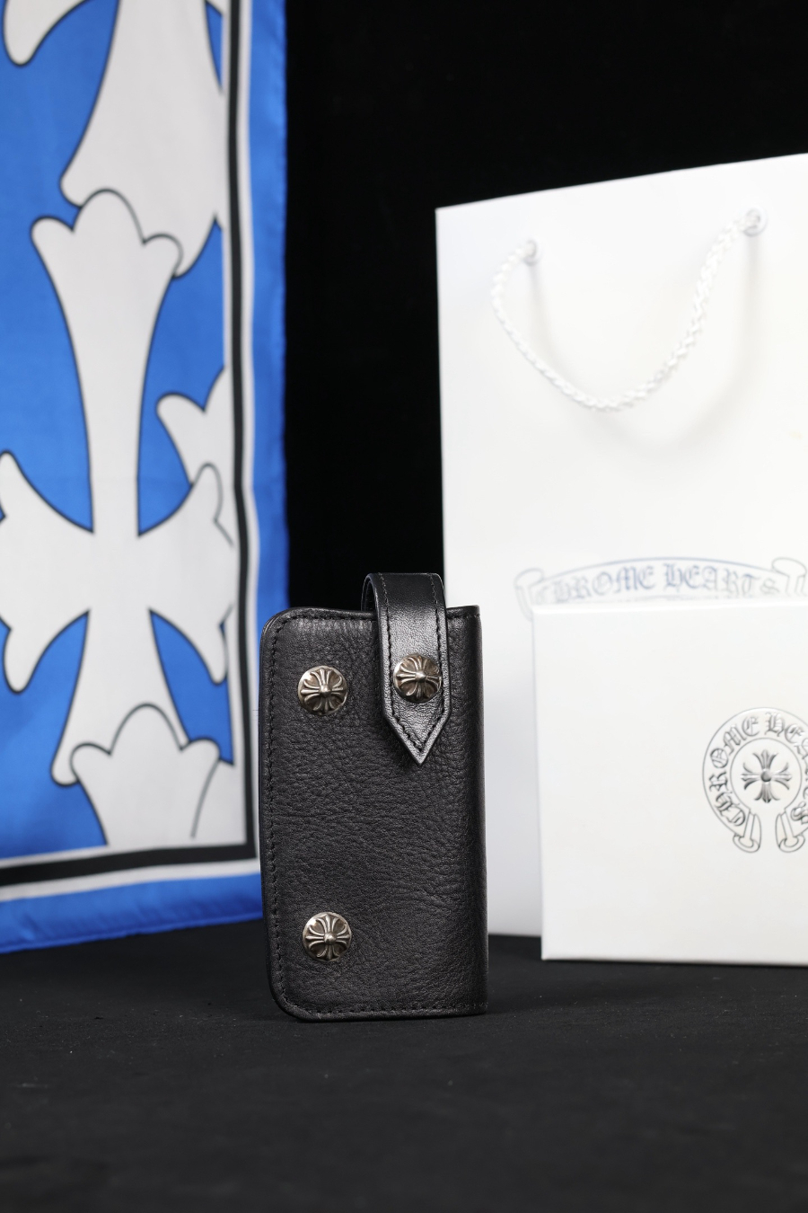 Chrome Hearts S925 Silver Leather Key Case 크롬하츠 S925 실버 가죽 키 케이스 9