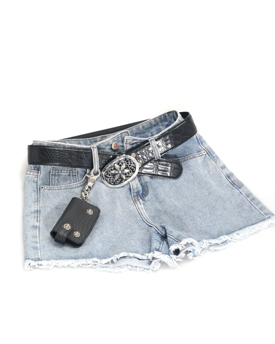 Chrome Hearts S925 Silver Crocodile Leather Key Case 크롬하츠 S925 실버 악어가죽 키 케이스 4