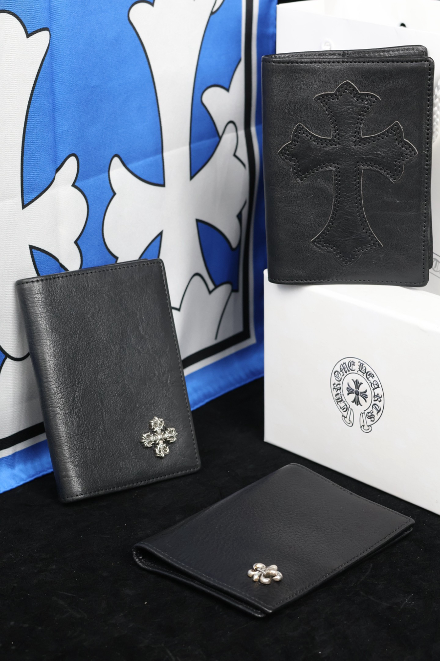 Chrome Hearts S925 Silver Leather Cross Patch Passport Wallet 크롬하츠 S925 실버 가죽 십자가 패치 여권 지갑 2