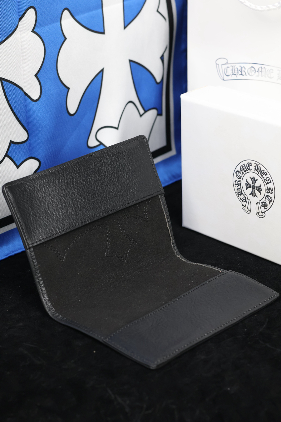 Chrome Hearts S925 Silver Leather Cross Patch Passport Wallet 크롬하츠 S925 실버 가죽 십자가 패치 여권 지갑 14