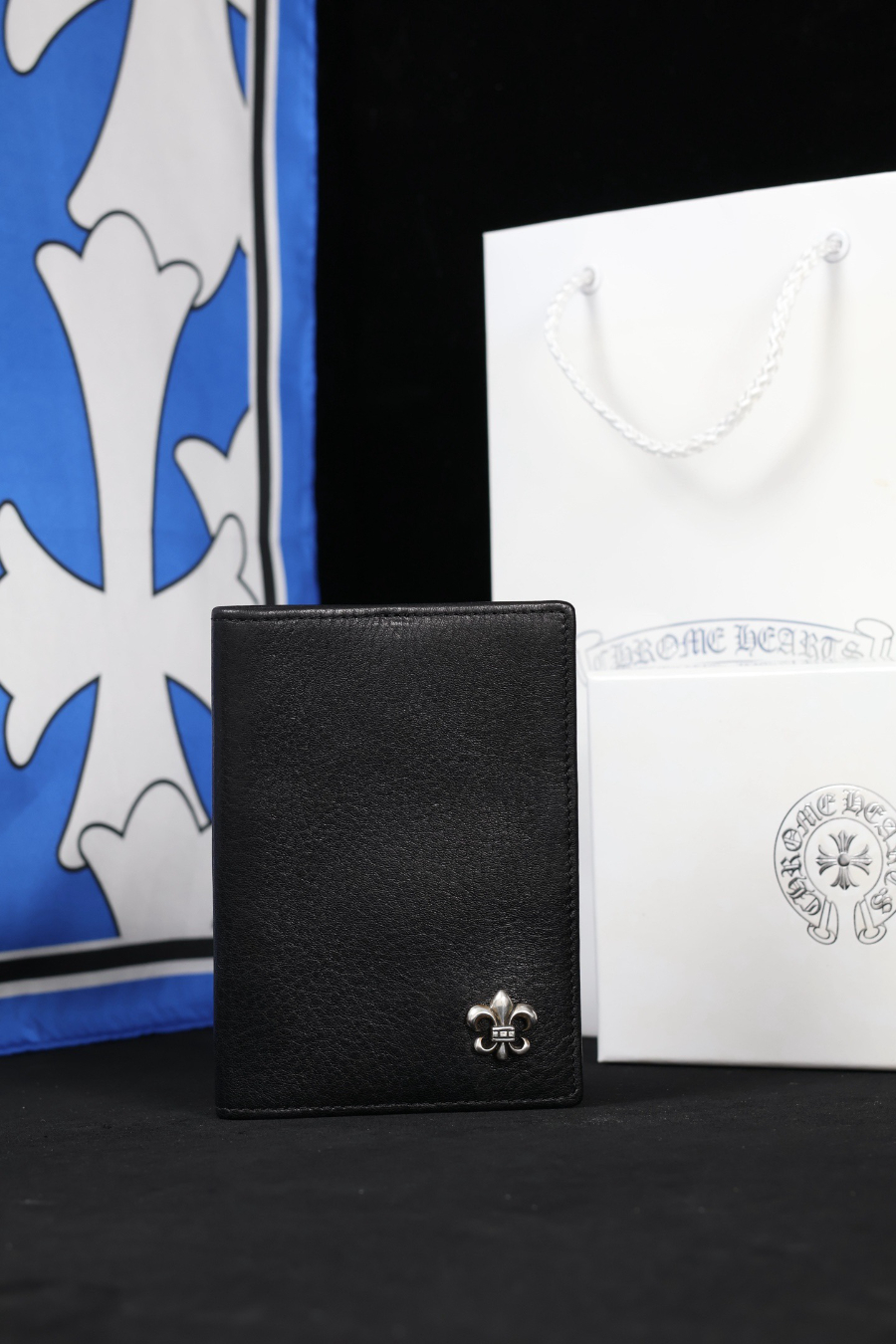 Chrome Hearts S925 Silver Fleur-de-Lis Leather Passport Wallet 크롬하츠 S925 실버 플뢰르 드 리스 가죽 여권 지갑 4