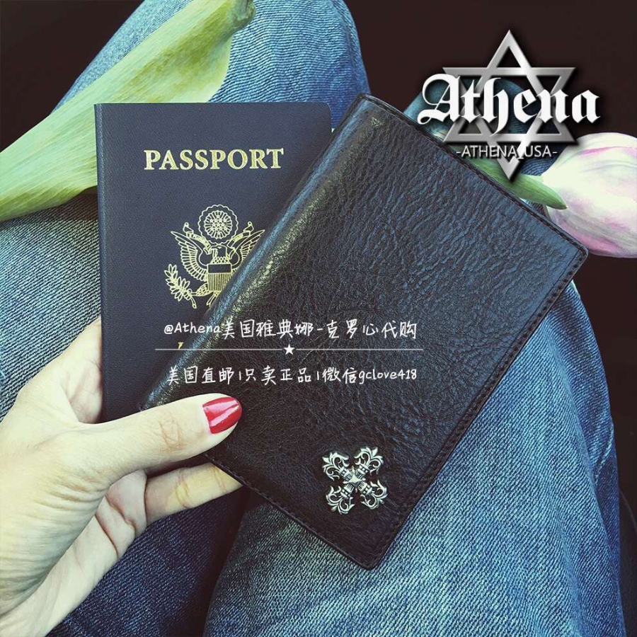 Chrome Hearts S925 Silver Cross Leather Passport Wallet 크롬하츠 S925 실버 십자가 가죽 여권 지갑 1
