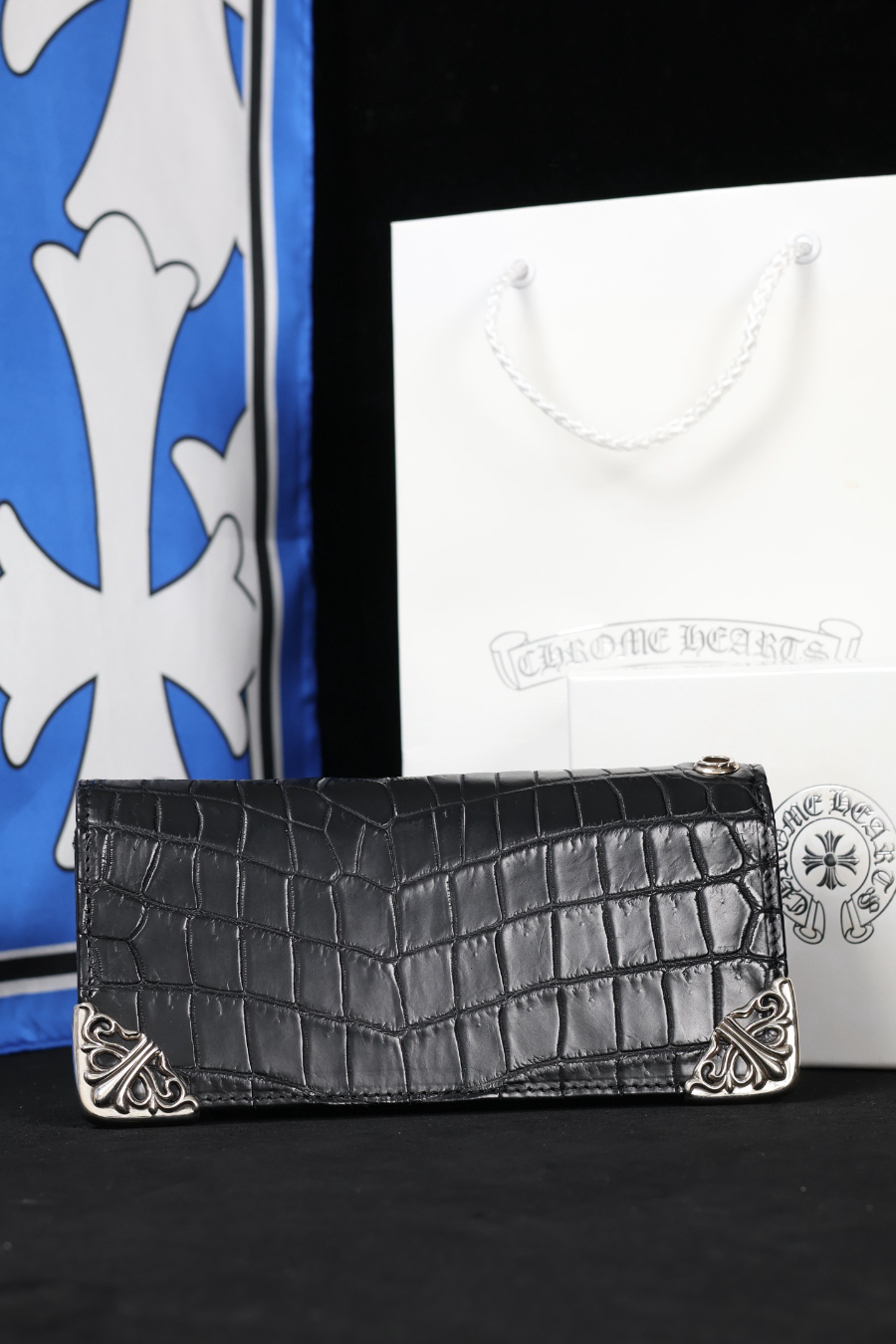 Chrome Hearts Crocodile Long Wallet with Silver Corner 크롬하츠 크로커다일 실버 코너 장지갑 4