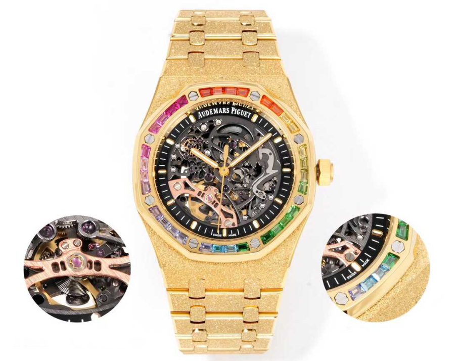Audemars Piguet Royal Oak Openworked Rainbow 41mm 오데마 피게 로열 오크 오픈워크 레인보우 41mm 골드베젤 2