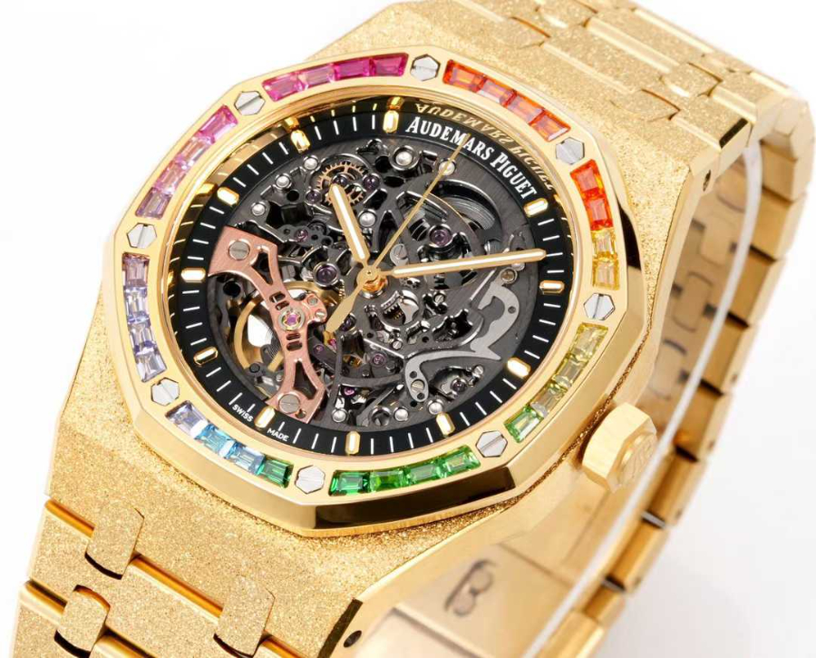 Audemars Piguet Royal Oak Openworked Rainbow 41mm 오데마 피게 로열 오크 오픈워크 레인보우 41mm 골드베젤 5