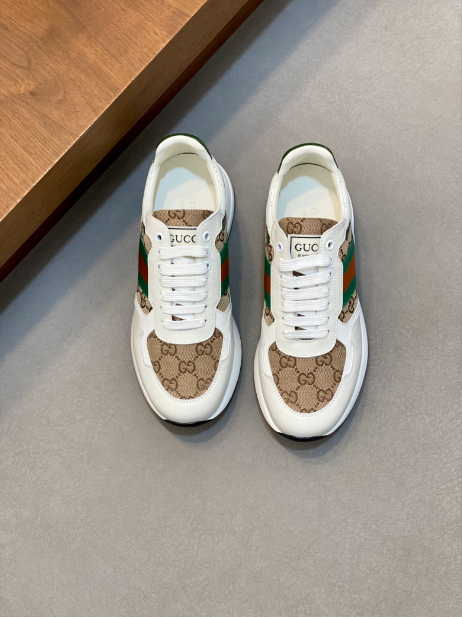 Gucci Rhyton Leather Sneakers 구찌 라이톤 가죽 남성 스니커즈 그린엣지 1