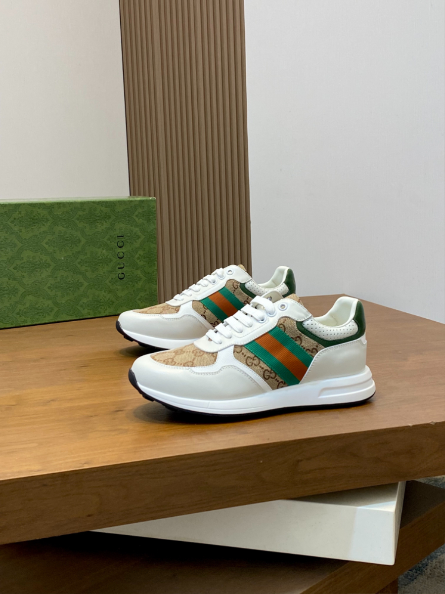 Gucci Rhyton Leather Sneakers 구찌 라이톤 가죽 남성 스니커즈 그린엣지 3