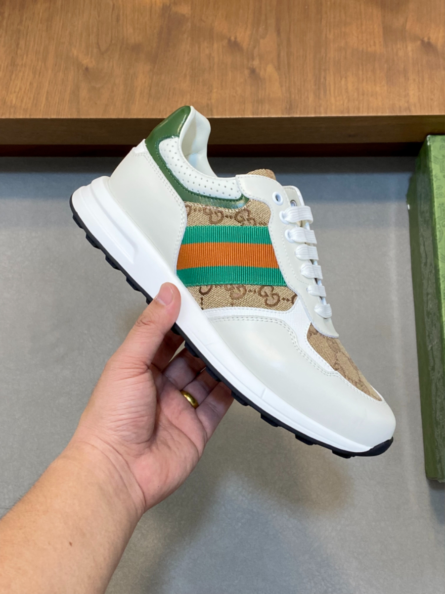 Gucci Rhyton Leather Sneakers 구찌 라이톤 가죽 남성 스니커즈 그린엣지 4