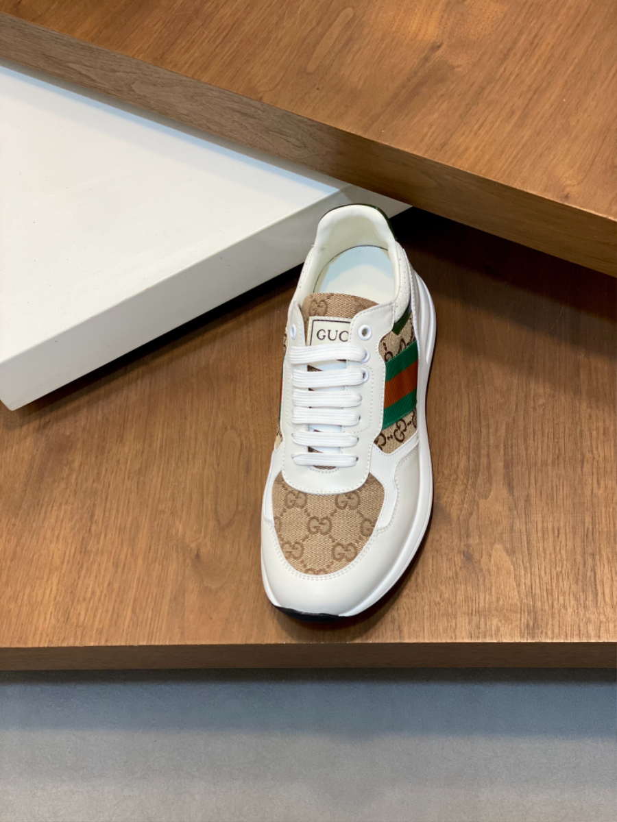 Gucci Rhyton Leather Sneakers 구찌 라이톤 가죽 남성 스니커즈 그린엣지 6