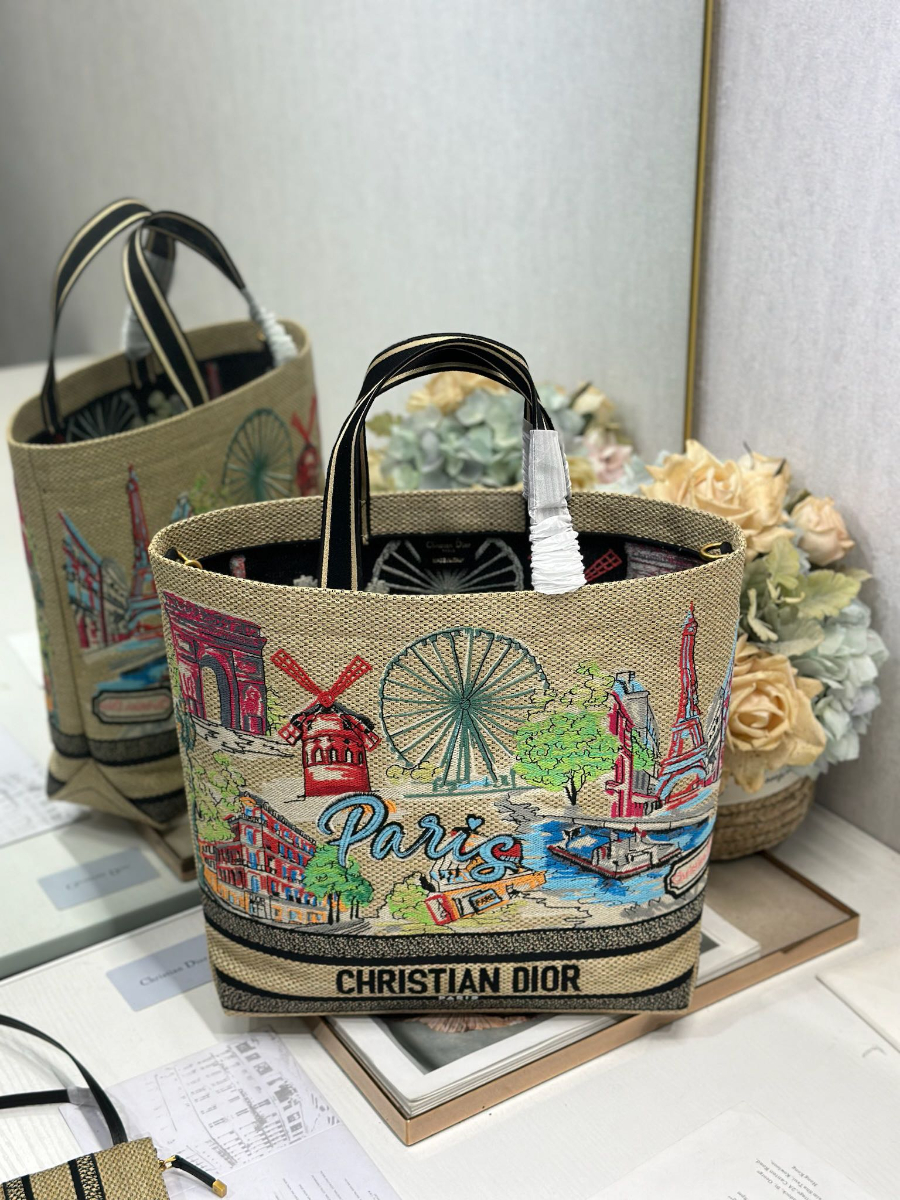 Dior 디올 Toile de Jouy 트왈드 주이 시티 북 토트백 라지 멀티컬러 1288 34cm 11