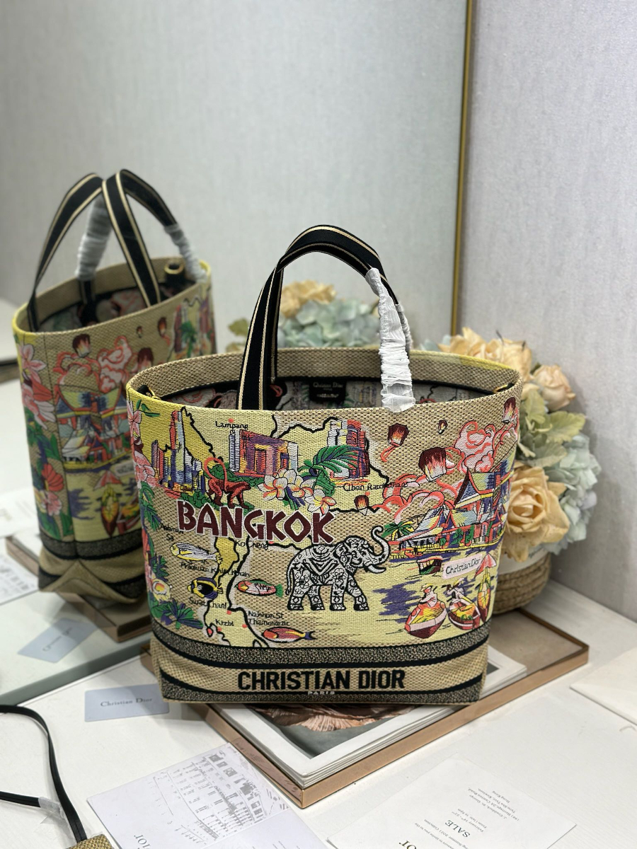 Dior 디올 Toile de Jouy 트왈드 주이 시티 북 토트백 라지 멀티컬러 1288 34cm 12