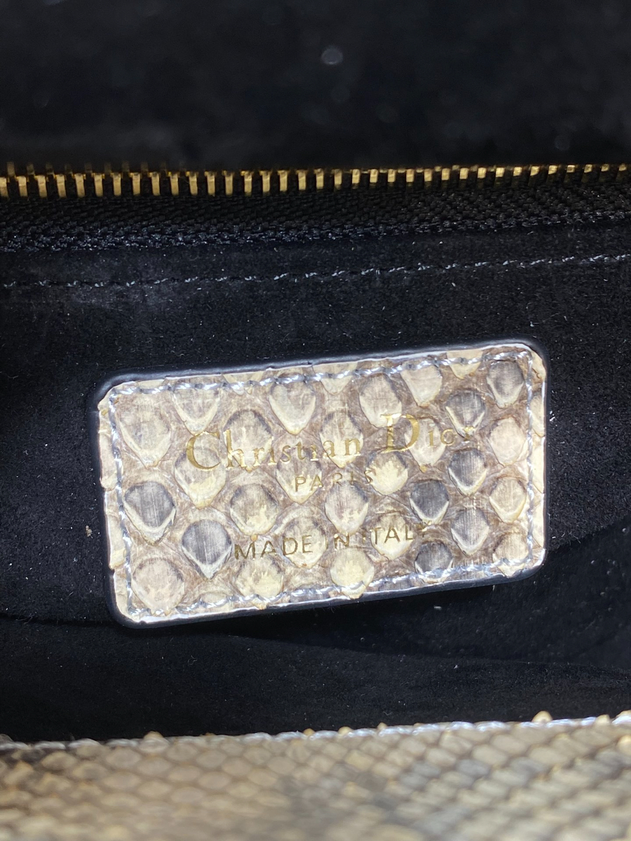 Lady Dior 레이디 디올 미니 퀼팅 램스킨 파이톤 핸들 참 장식 백 17cm 블랙 9