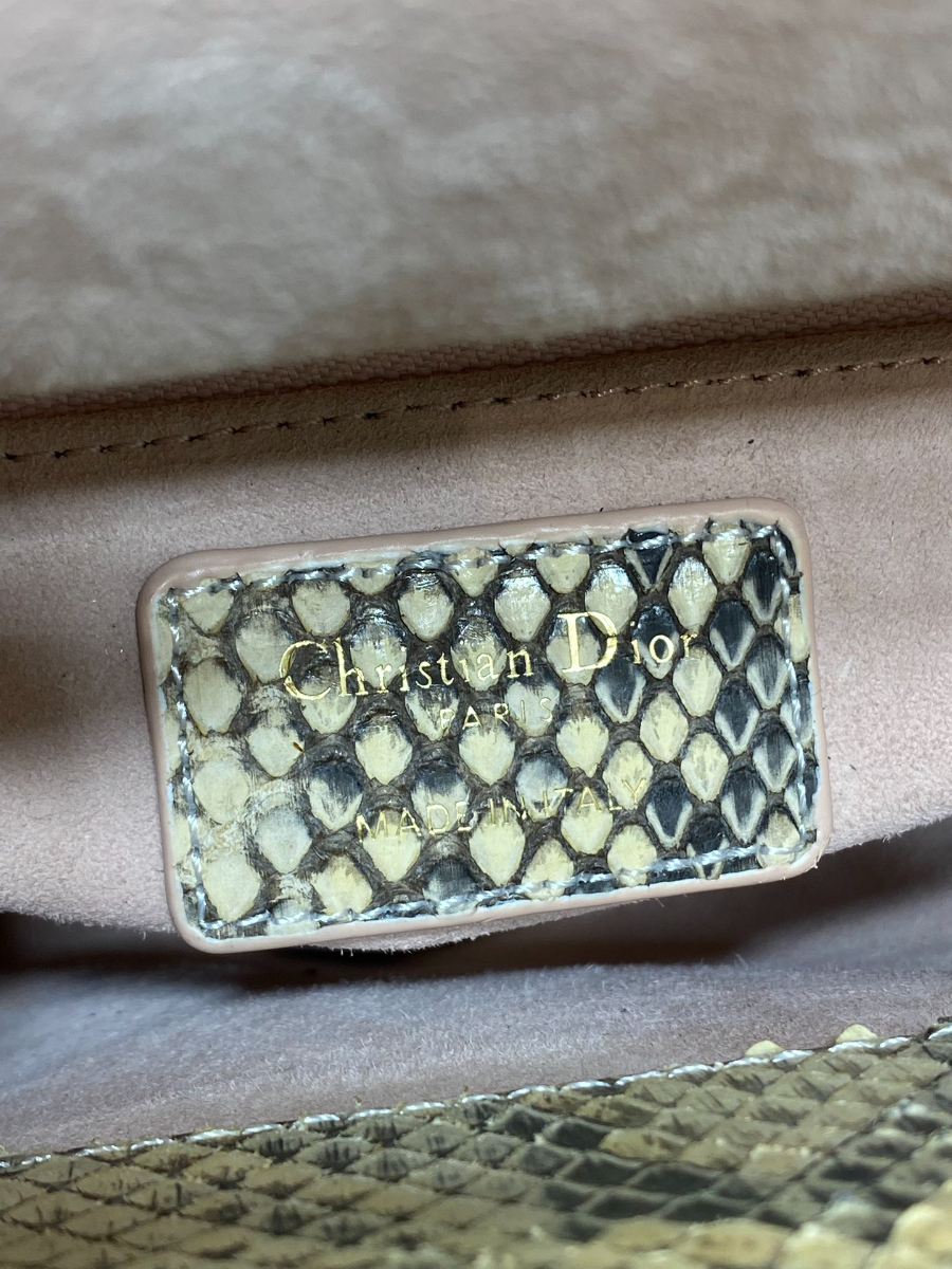 Lady Dior 레이디 디올 미니 퀼팅 램스킨 파이톤 핸들 참 장식 백 17cm 핑크 9