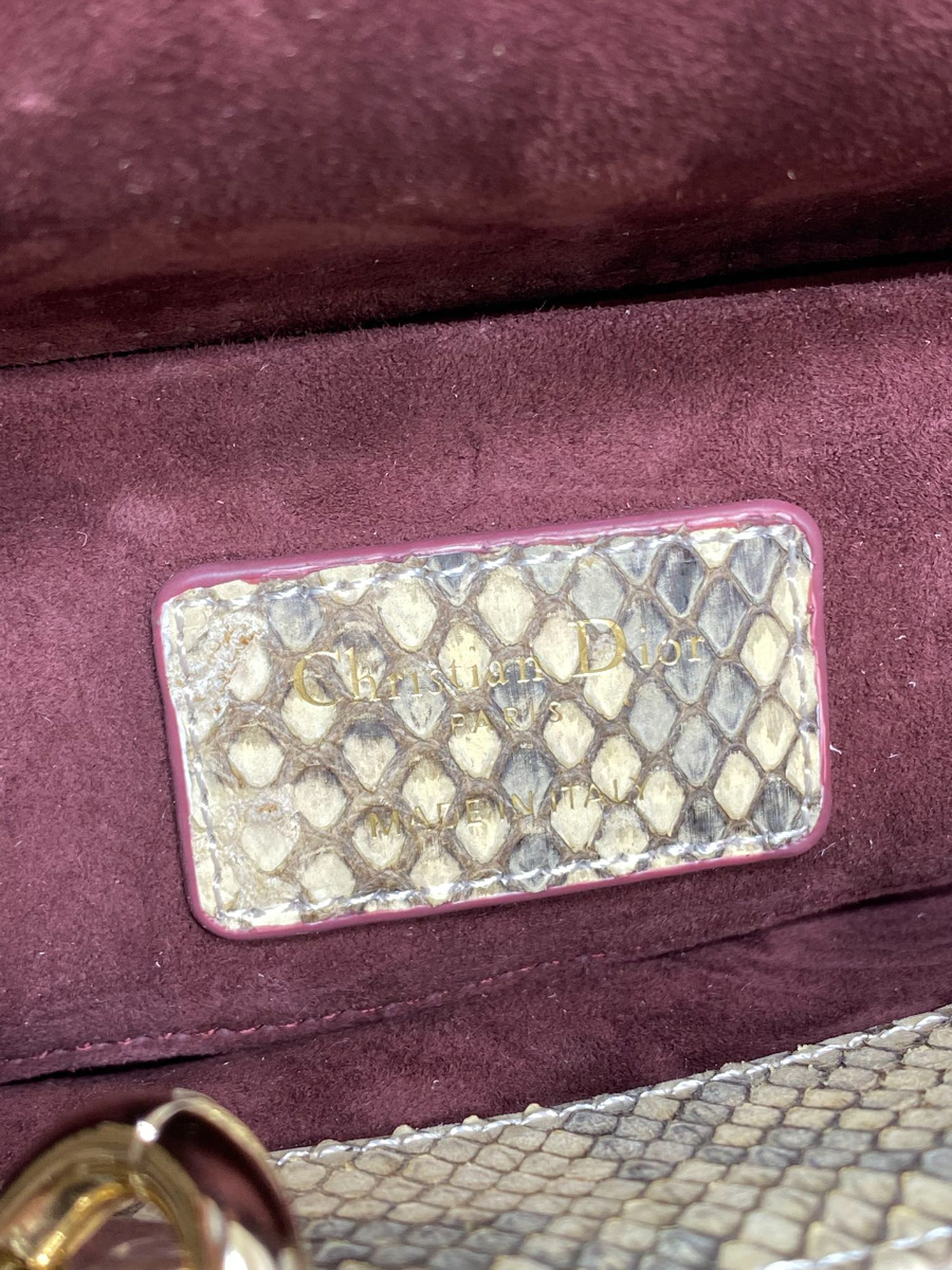 Dior 디올 Lady Dior 스몰 파이톤 패턴 램스킨 토트백 디조이백 버건디 골드 하드웨어 22cm  9