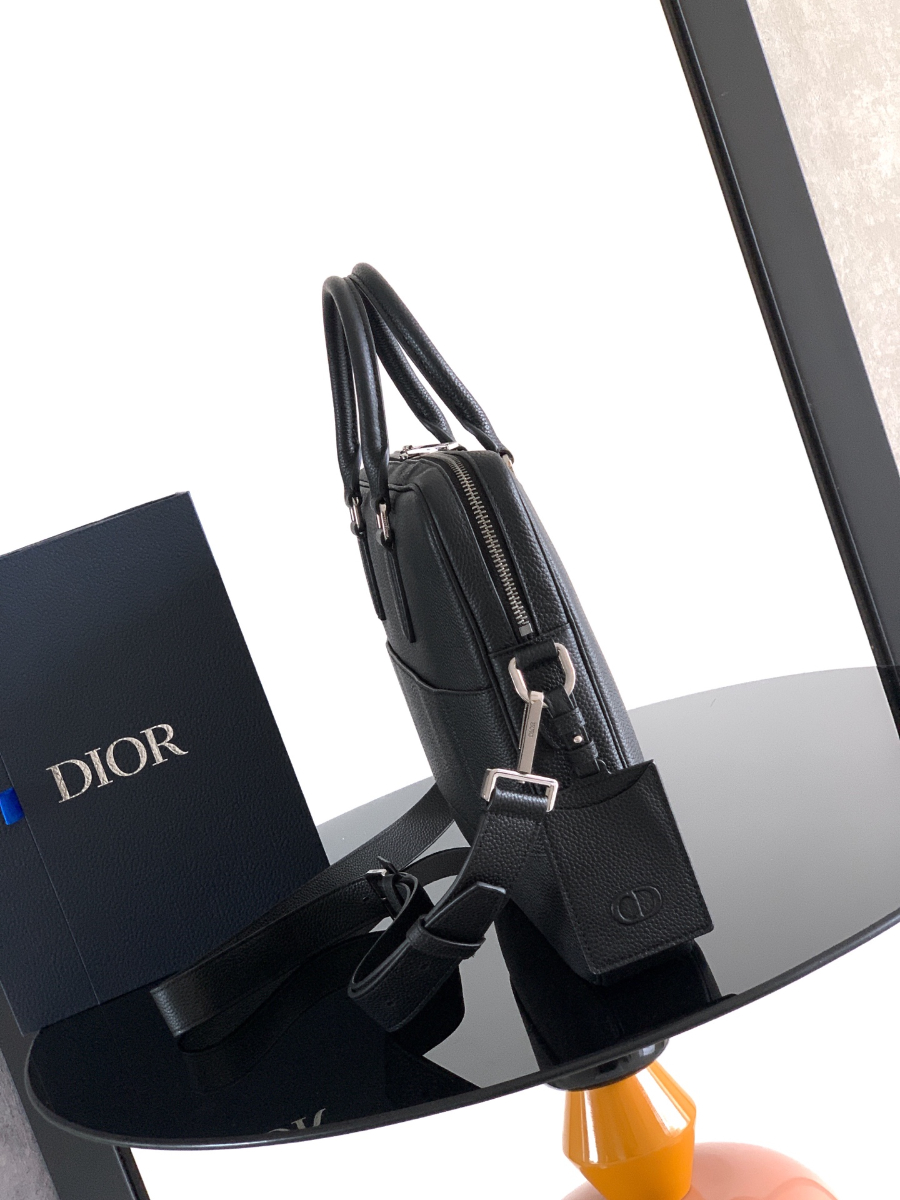 Dior 디올 CD Icon 지퍼 브리프케이스 블랙 그레인 소가죽 36cm 2