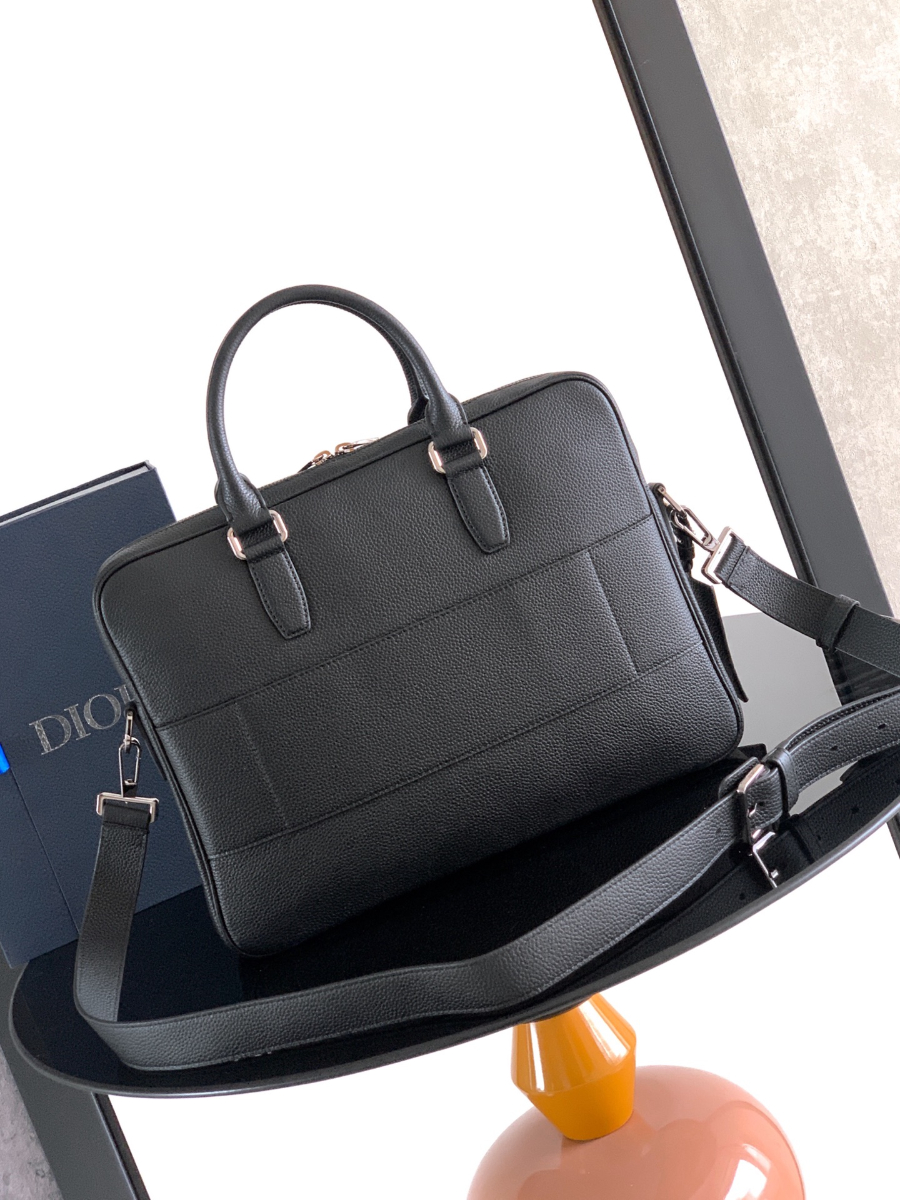 Dior 디올 CD Icon 지퍼 브리프케이스 블랙 그레인 소가죽 36cm 3