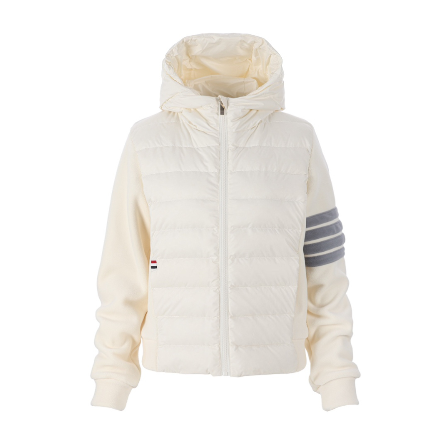 Thom Browne 톰브라운 클래식 사선 스트라이프 다운 후드 재킷 아이보리 남녀공용 1