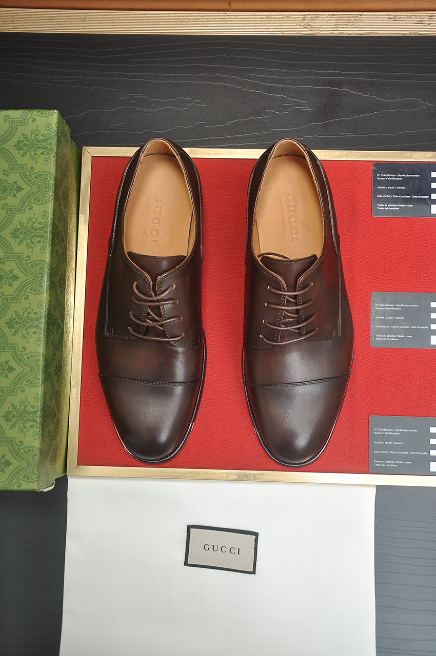 GUCCI 구찌 남성 블랙 클래식 레더 옥스퍼드 슈즈 2