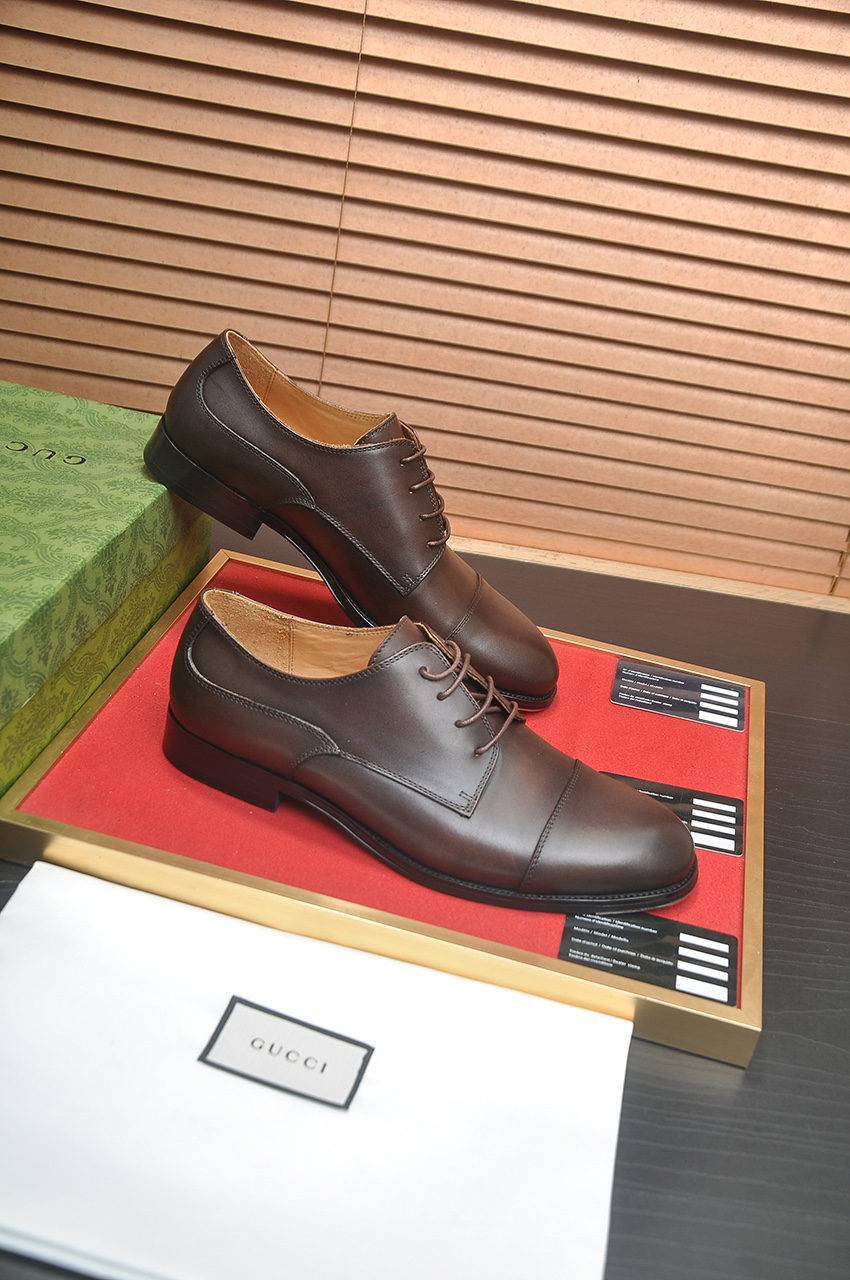 GUCCI 구찌 남성 블랙 클래식 레더 옥스퍼드 슈즈 4