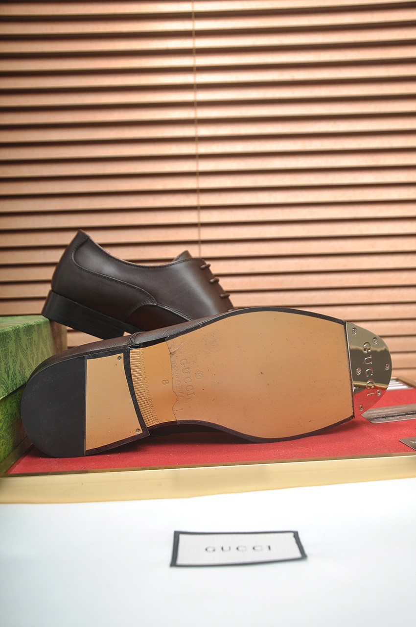 GUCCI 구찌 남성 블랙 클래식 레더 옥스퍼드 슈즈 5