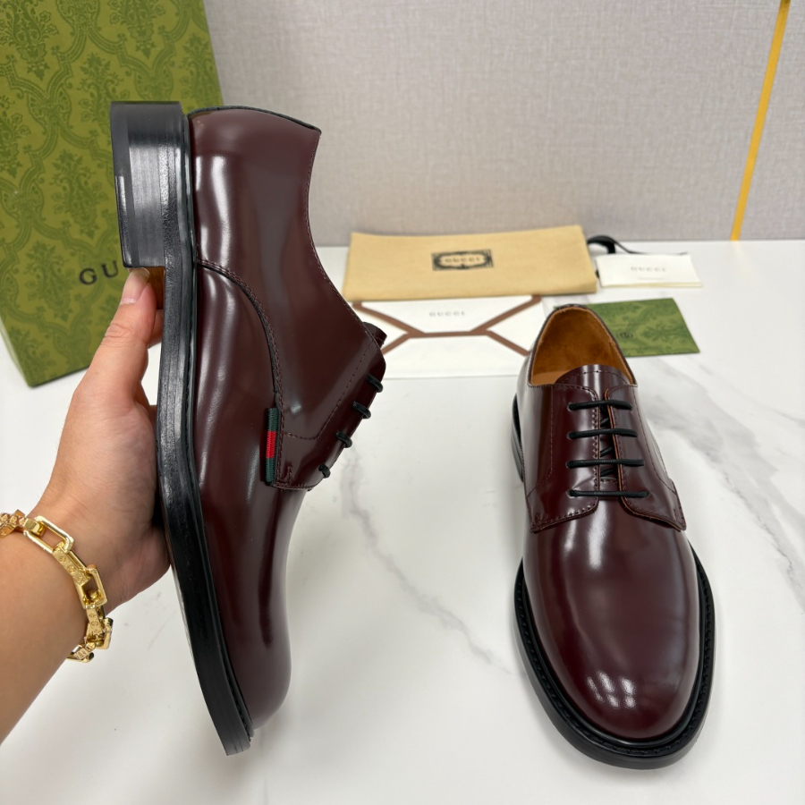 GUCCI 구찌 버건디 레더 더비 슈즈 6